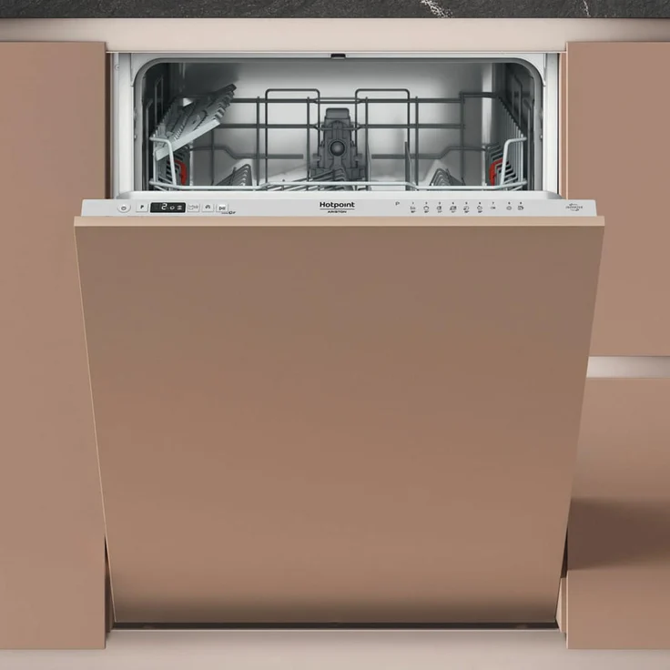 Hotpoint H2I HUD526 AS, Voll integrierbarer Geschirrspüler mit 14 Maßgedecken, Energieeffizienzklasse E, Geräuschpegel 46 dB, Silber