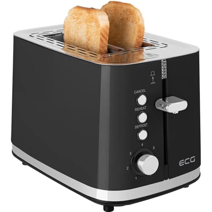 ECG ST 2766 Vintage Nero Toaster mit schwarzen Edelstahl und 7 Heizintensitätsstufen – Bild 3