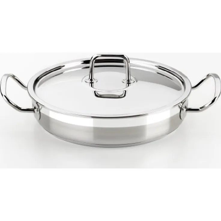 BRA Profesional Drehspieß mit Deckel, 30 cm, Edelstahl 18/10, gleichmäßige Wärmeverteilung, für alle Herdarten geeignet