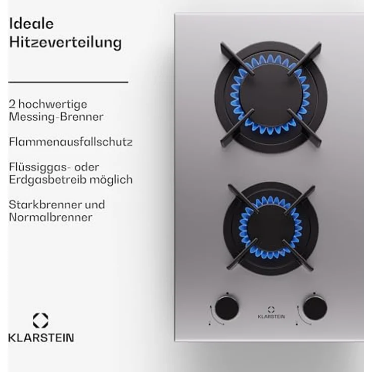 Klarstein Gaskocher 2 Flammig, Edelstahl-Gaskocher für Innenbereich & Wohnmobil, 4200W Snapjet-Brenner, LPG Gas Herd – Bild 2