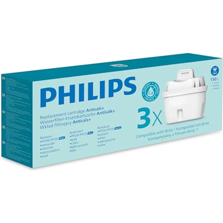 Philips Micro X-Clean + Softening Wasserfilter-Kartuschen, 3 Stück zur Reduzierung von Wasserhärte und Chlor – Bild 1