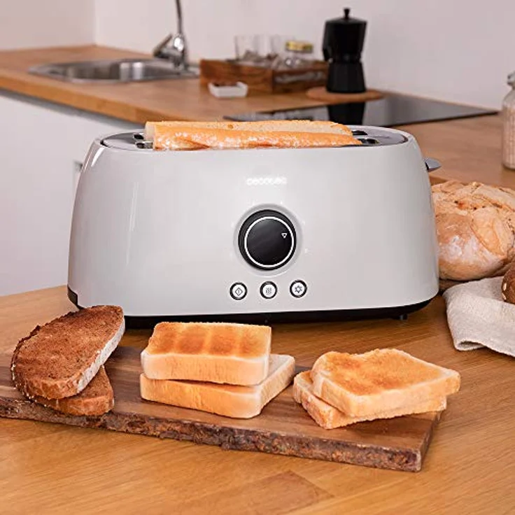 Cecotec Tostadora digital ClassicToast 8000, 2 Extra breiten und langen Schlitzen, 1500W, 6 Bräunungsstufen, inkl. Brötchenaufsatz, beige double  – Bild 6