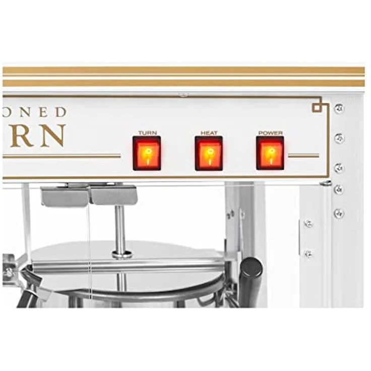 Royal Catering RCPS-WG1 Retro Popcornmaschine Popcornmaker Popcornautomat 1600 W 5 kg/h golden & weiß – Bild 3