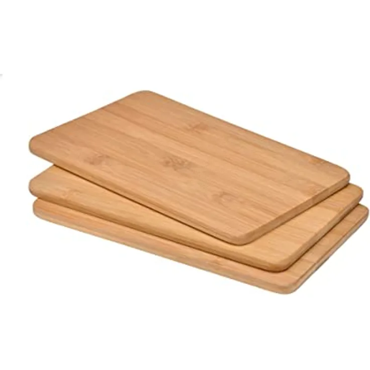 3er Set Bambusbrettchen Frühstücksbretter Schneidebrett Holzbrett Küchenbrett