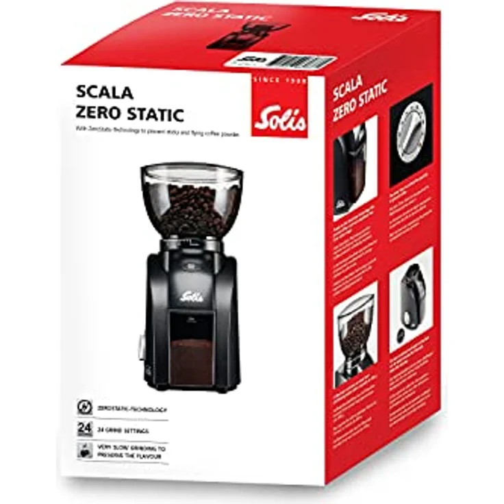 Solis Kaffeemühle Scala Zero Static Typ 1662 Schwarz, Kaffeemühle, Schwarz, Silber – Bild 7