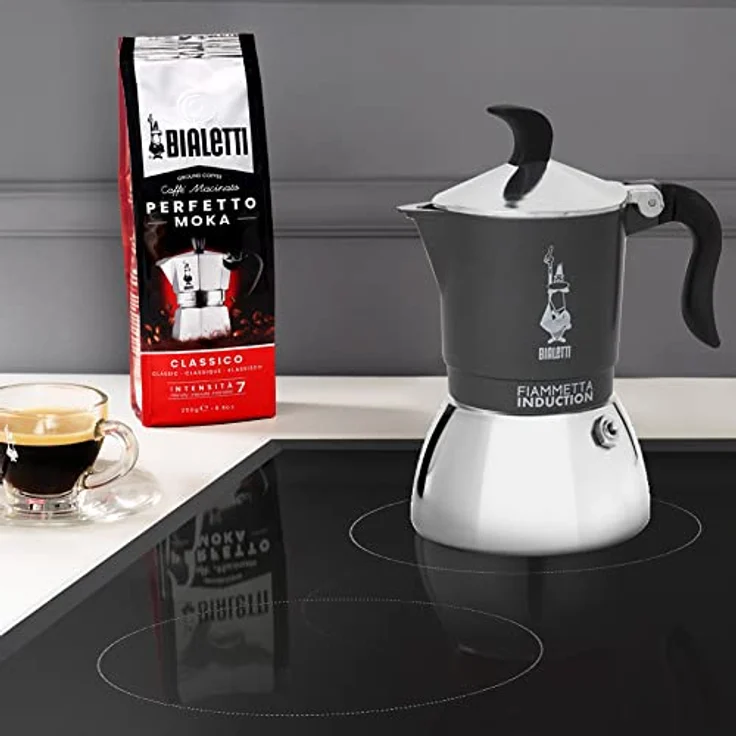 Bialetti Fiammetta Ind. 2cups, Induktions-Espressokocher aus Aluminium und Stahl, grau/silber – Bild 3