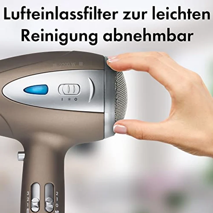 ProfiCare® Haartrockner mit Ionisierungsfunktion 2200W | extra leichter Reiseföhn 3 Leistungsstufen und 2 Gebläsestufen | Haarföhn inkl. Cool-Shot | Föhn mit Diffusor & Formdüse | PC HTD 3113 braun – Bild 5