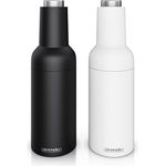 Arendo Salz und Pfeffermühle elektrisch, Salzmühle & Pfeffermühle 2er Set, einhändig, Batteriebetrieben, Pfeffermühle + Salzmühle, Schwarz, Weiss