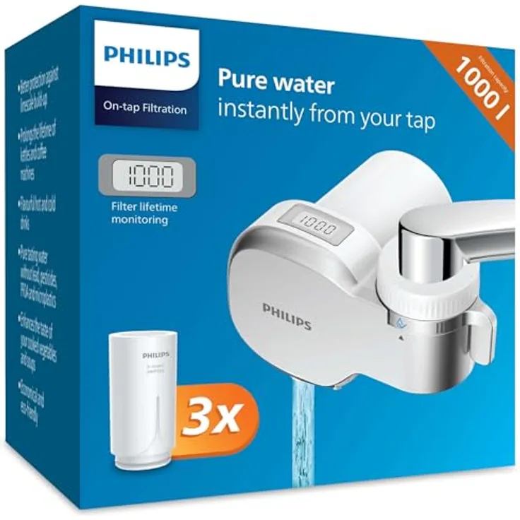 PHILIPS Wasserhahnfilter Wasserfilter AWP3705P3/10 Leitungswasser Filter, Weiss