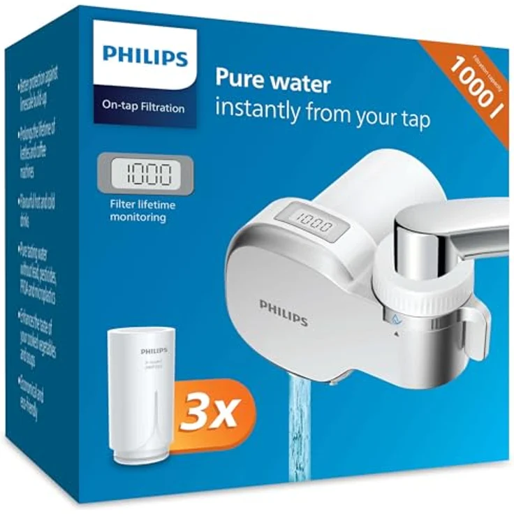 PHILIPS Wasserhahnfilter Wasserfilter AWP3705P3/10 Leitungswasser Filter, Weiss – Bild 1