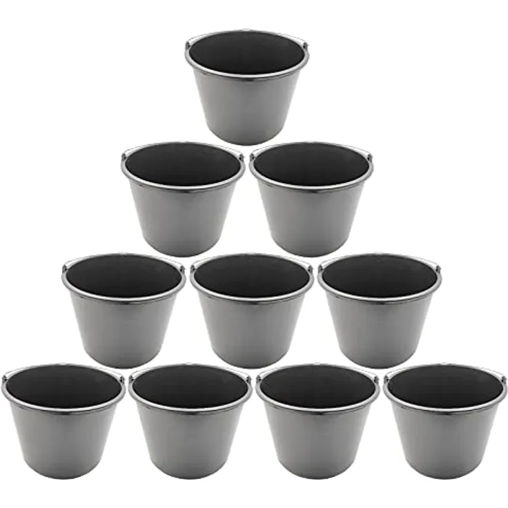 10x Baueimer DEWEPRO® - Mörteleimer - Putzeimer - Extra stabil mit Henkel und Skalierung - 12l, 12 Liter