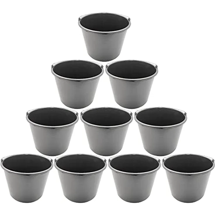 10x Baueimer DEWEPRO® - Mörteleimer - Putzeimer - Extra stabil mit Henkel und Skalierung - 12l, 12 Liter – Bild 1