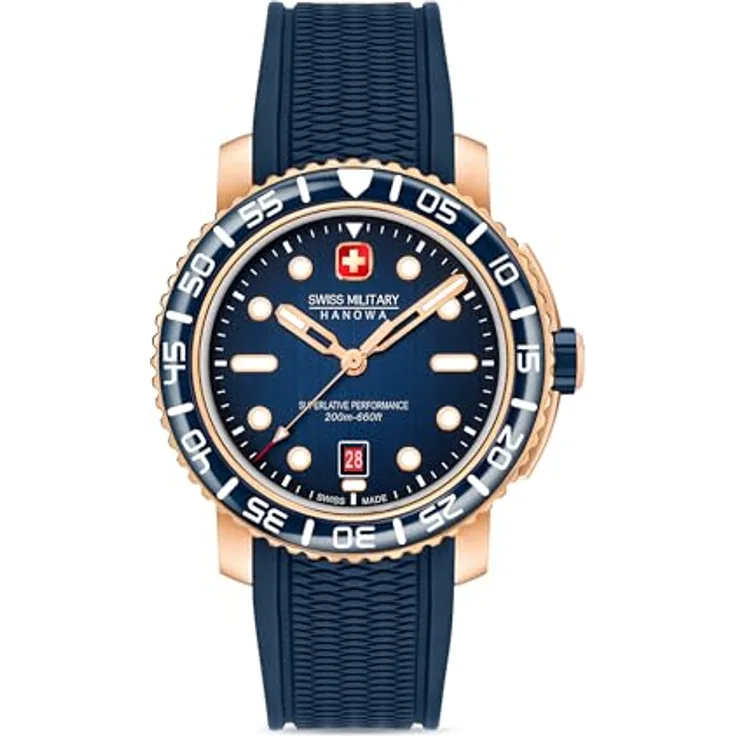 Swiss Military Hanowa Herren Analog Schweizer Quarzwerk Uhr mit Silikon Armband SMWGN0001720