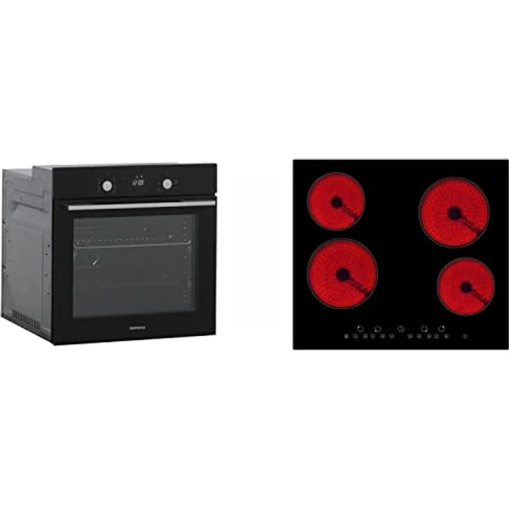 Respekta Autarker Einbaubackofen AB700 mit Glaskeramikkochfeld, Energieeffizienzklasse A, 80 Liter Garraum, LED Timer - Schwarz – Bild 1