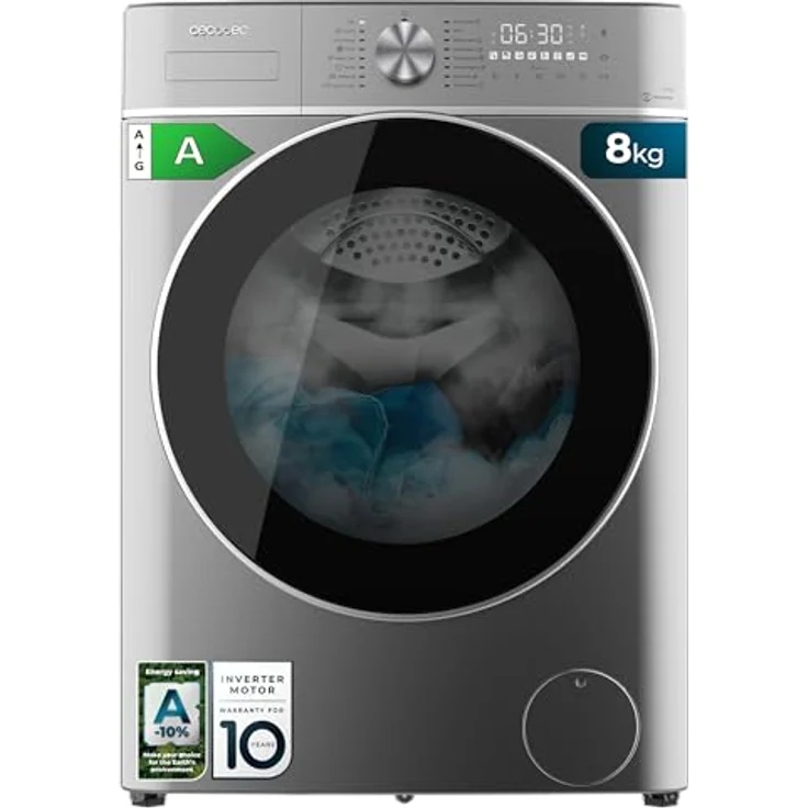 Cecotec Bolero DressCode 8800 Inverter Steel A, Waschmaschine 8 kg mit 16 Programmen, DelayStart und KidLock – Bild 1
