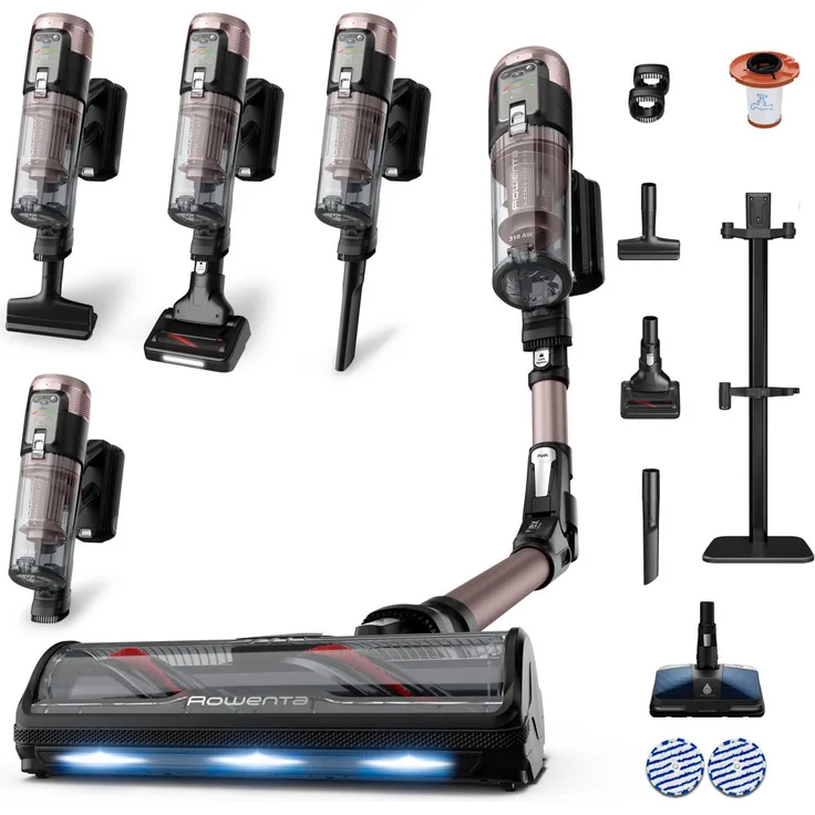 Rowenta X-Force Flex 16.60, Akku-Hand- und Stielstaubsauger mit 120 Minuten Laufzeit, 315 Air Watt Saugkraft, Flex-Gelenk, beutellos, LED-Beleuchtung