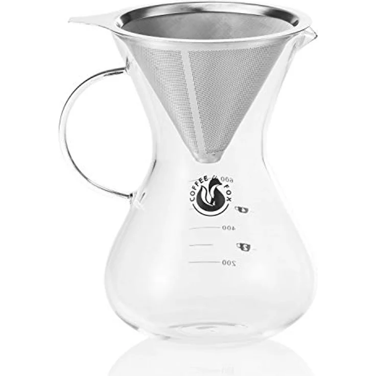 Coffee Fox Kaffeebereiter, Pour Over, 650 ml aus hitzebeständigem Borosilikatglas mit hochwertigem Edelstahlfilter – Bild 1