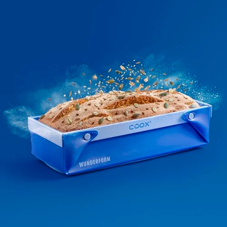 coox WUNDERFORM Frame L Blau – Faltbare Silikon-Kastenform für Kuchen, Brot & Aufläufe, 2 Liter Volumen, antihaftbeschichtet, BPA-frei, spülmaschinenfest – Bild 3