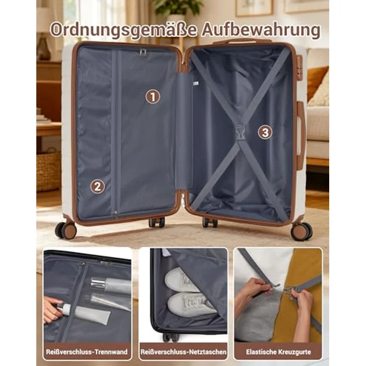 Shavont Handgepäck Koffer 55x40x20 cm, Ryanair Kabinentrolley mit 4 leisen Spinner-Rädern, 34,75 L Volumen – Bild 5