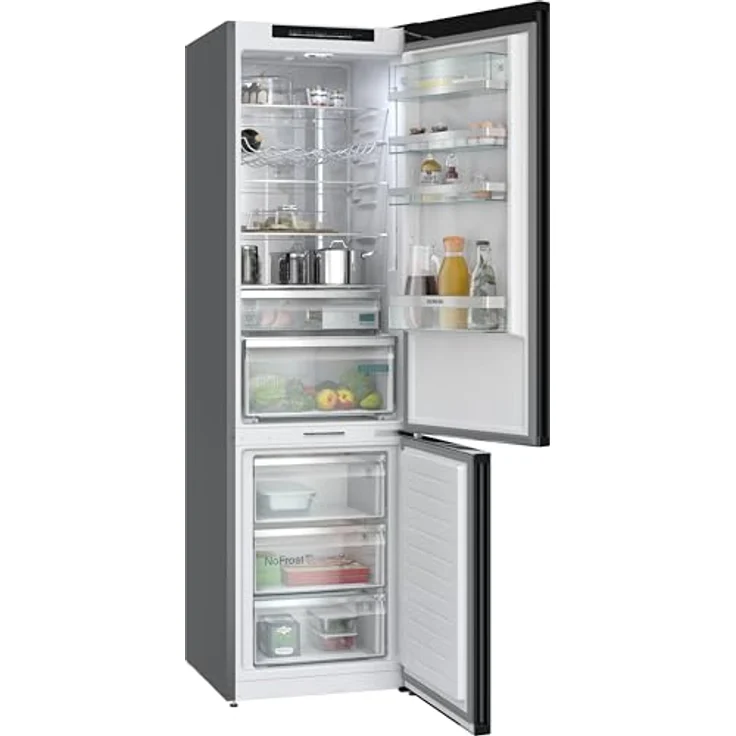Siemens KG39N4X1F, Kühl-Gefrierkombination mit Gefrierbereich unten, 203 x 60 cm, gebürsteter schwarzer Stahl, AntiFingerprint, Total noFrost – Bild 3
