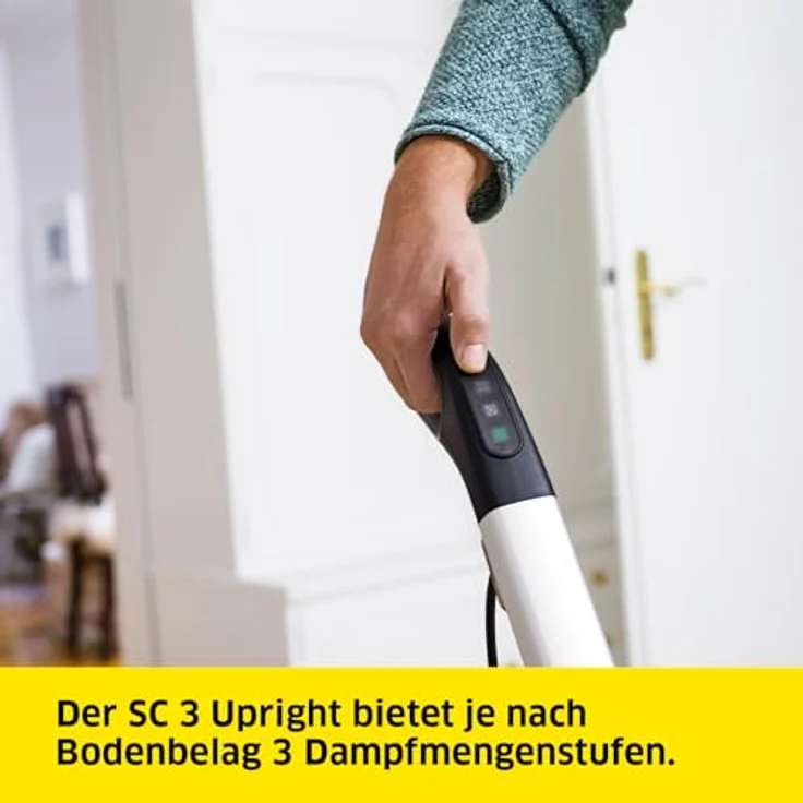 Kärcher Dampfreiniger SC 3 Upright EasyFix, Aufheizzeit: 0,5 min., Flächenleistung: ca. 60 m², Tank: 0,5 l, Heizleistung: 1.600 W, mit Bodendüse, Bodentuch, Teppichgleiter, Entkalkungskartusche – Bild 4