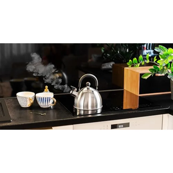 Teesa Edelstahl Wasserkocher mit Pfeife TSA0153, 1,8L, für Induktion und Gas, kühlgriff, gebürstete Oberfläche – Bild 8