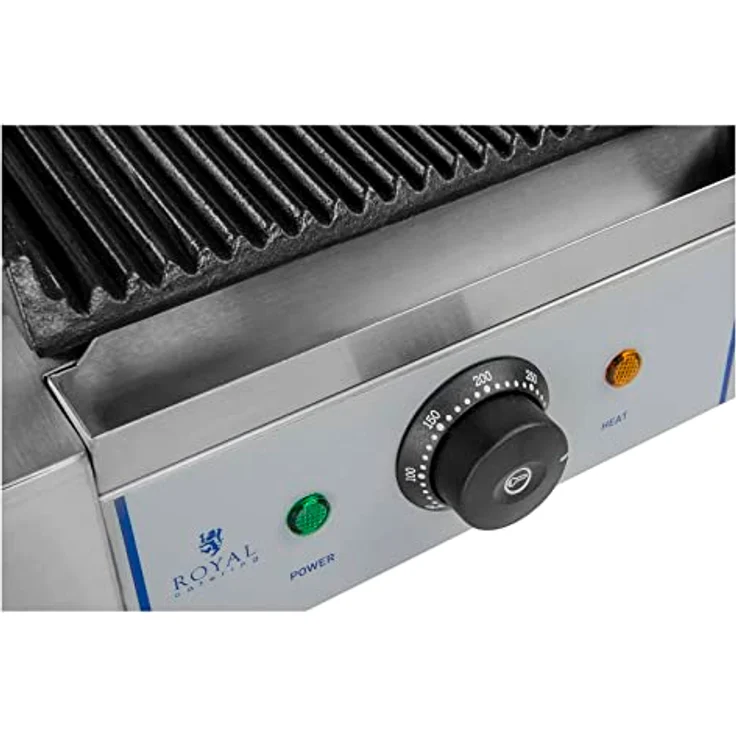 Royal Catering Kontaktgrill geriffelt 1800W Gastro Panini Toaster Elektro Grillplatte in Edelstahl, 1800 W – Bild 7