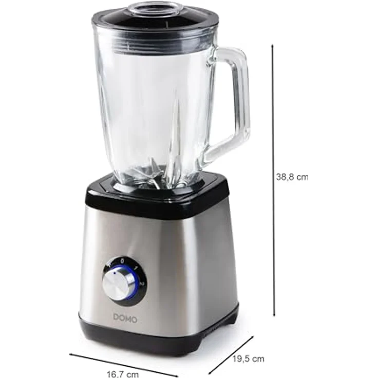DOMO DO1133BL Standmixer Edelstahl - Glaskrug - 1,5 L - 1000 W – Bild 3