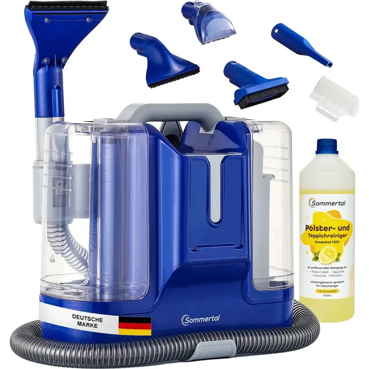 Sommertal Teppichreinigungsgerät CompactCleaner WS450 5in1 +1L Polsterreiniger, 450w Eco Motor, Aqua Filter