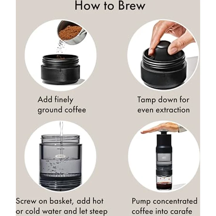 OXO Good Grips Rapid Brew Kaffeebereiter, Heiß in 2 Minuten, Cold Brew in 5 Minuten, ohne Strom, Edelstahlfilter, kompakt und leicht – Bild 6