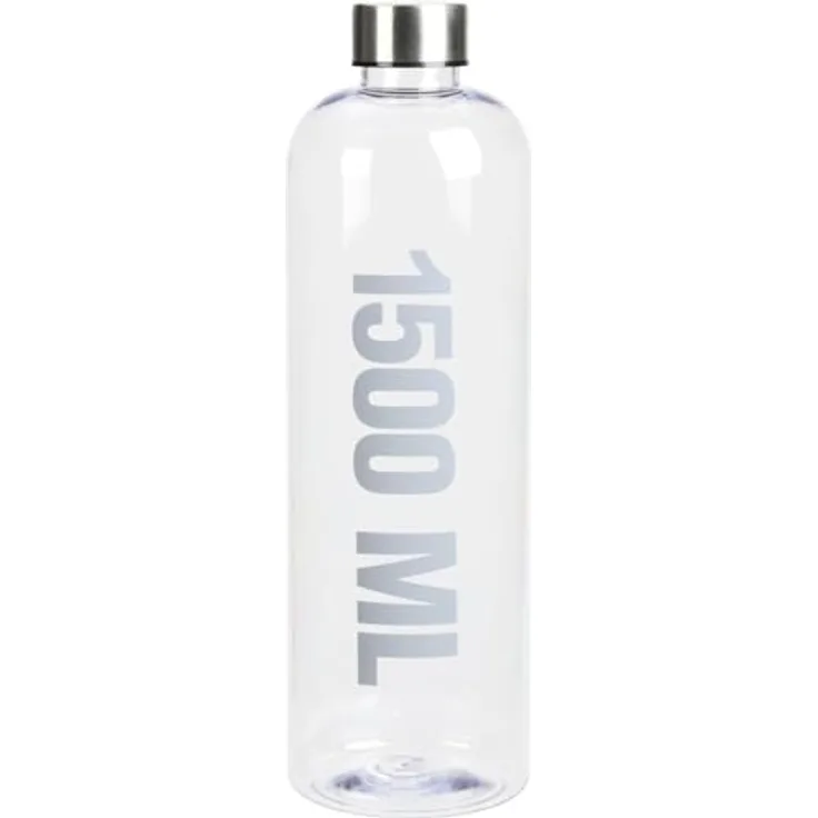 Koopman Trinkflasche 1,5L aus Kunststoff mit Edelstahl-Deckel für Sport und Fitness, zufällige Ausführung