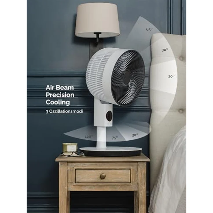MEACO MeacoFan Sefte® 10 Pro, kabelloser Standventilator mit Akku, 1150 m³/h Luftleistung, 25 dB leise, Oszillation, 3 Höhenstufen, Fernbedienung, Eco-Nachtmodus, 40 Std. Laufzeit, 3 Jahre Garantie – Bild 4