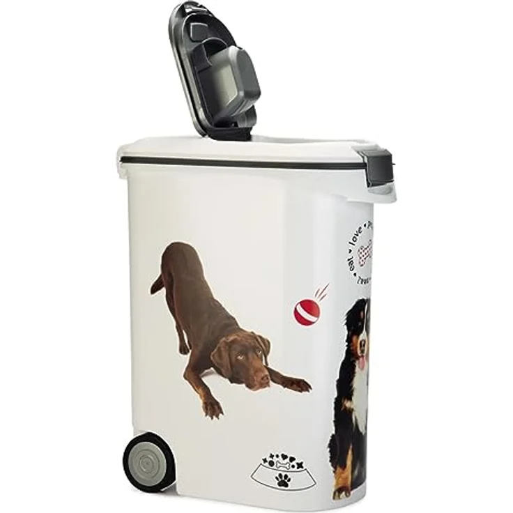 Curver Futter-Container 54 L, Love Pets Hunde, Weiß/Grau, 49,3 x 27,8 x 60,5 cm, 20 kg – Bild 5