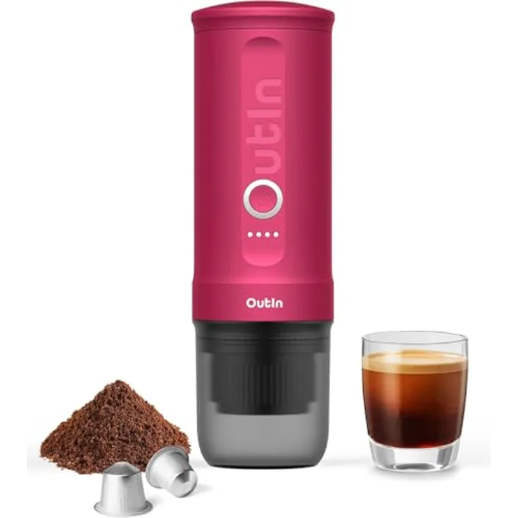 OUTIN Outin Nano Espresso Maker, tragbare Espressomaschine mit 20 BAR Druck, Crimson Red