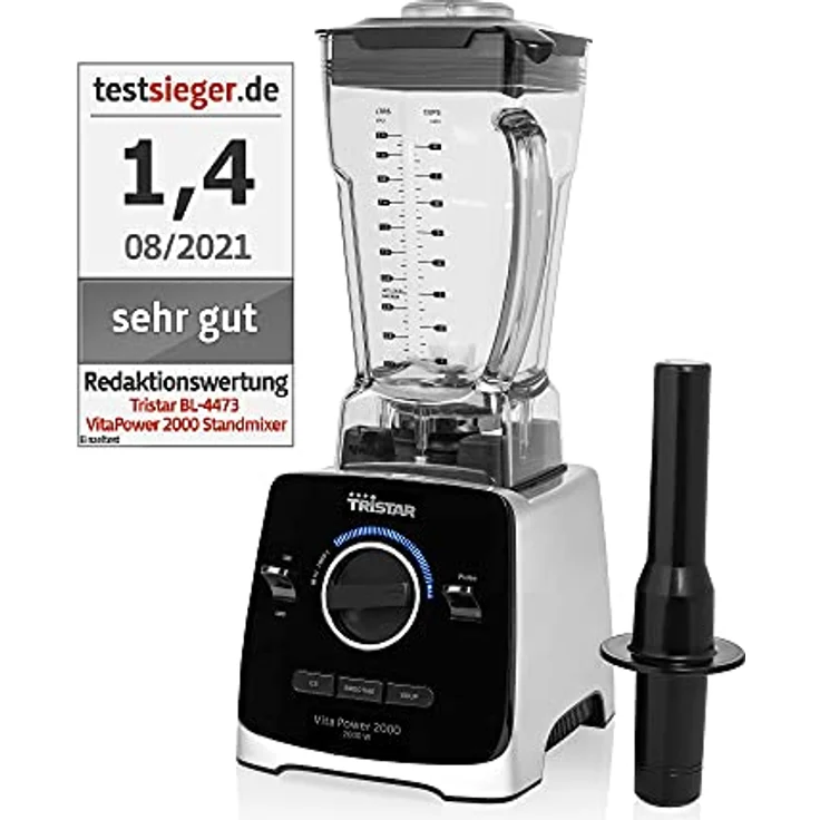 Tristar BL-4473 Vita Power Standmixer, 2000 W, 2 L Behälter, Puls-Funktion, schwarz, silber – Bild 2