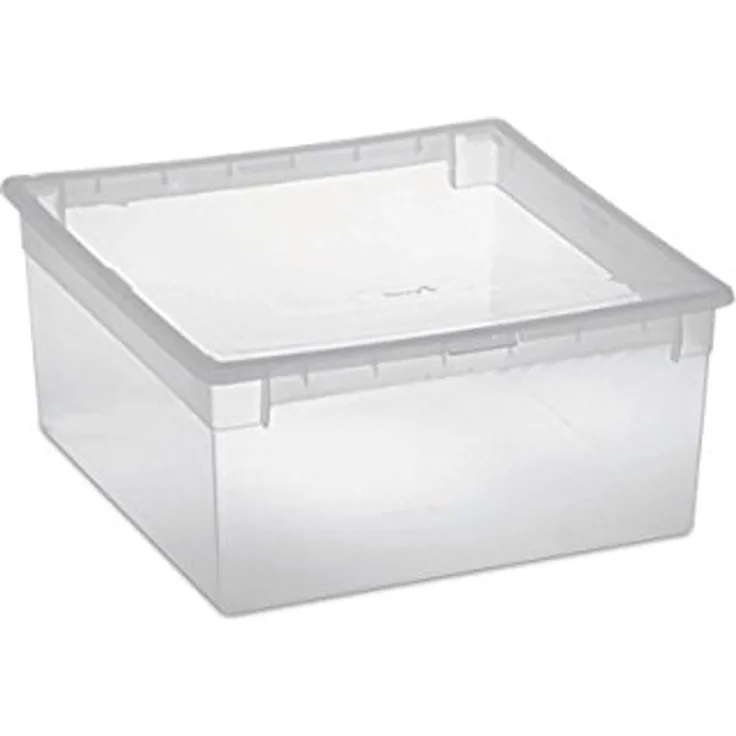 Kreher Aufbewahrungsbox mit Deckel aus robustem und transparentem Kunststoff. Maße: 37,8 x 39,6 x 18,5 cm. Stapelbar, mit Deckel! Topp Qualität