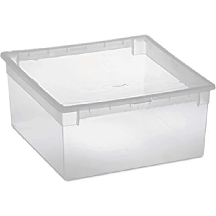 Kreher Aufbewahrungsbox mit Deckel aus robustem und transparentem Kunststoff. Maße: 37,8 x 39,6 x 18,5 cm. Stapelbar, mit Deckel! Topp Qualität – Bild 1