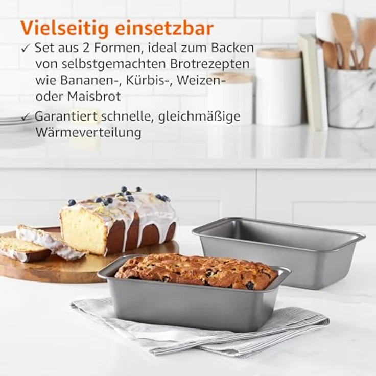 AmazonBasics Brotbackform, antihaftbeschichtet, Karbonstahl, 23,5 x 12,7 cm, 2er-Pack – Bild 4
