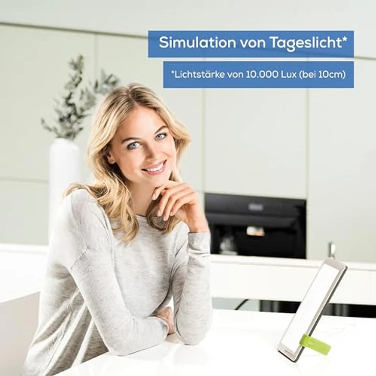 Beurer TL 30 Tageslichtlampe, Simulation von Tageslicht, bis zu 10.000 Lux, Medizinprodukt, flimmer- und UV-freie LED-Technologie, Tageslichtleuchte mit verstellbarer Halterung und Tasche – Bild 2