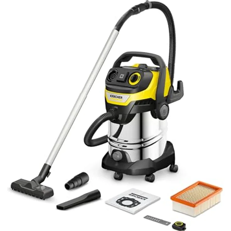Kärcher Home & Garden WD 7 Control P S 30/6/35/T 1.628-385.0 Nass-/Trockensauger, 1400W, 30L, halbautomatische Filterreinigung, Bluetooth-Fernbedienung, Edelstahl