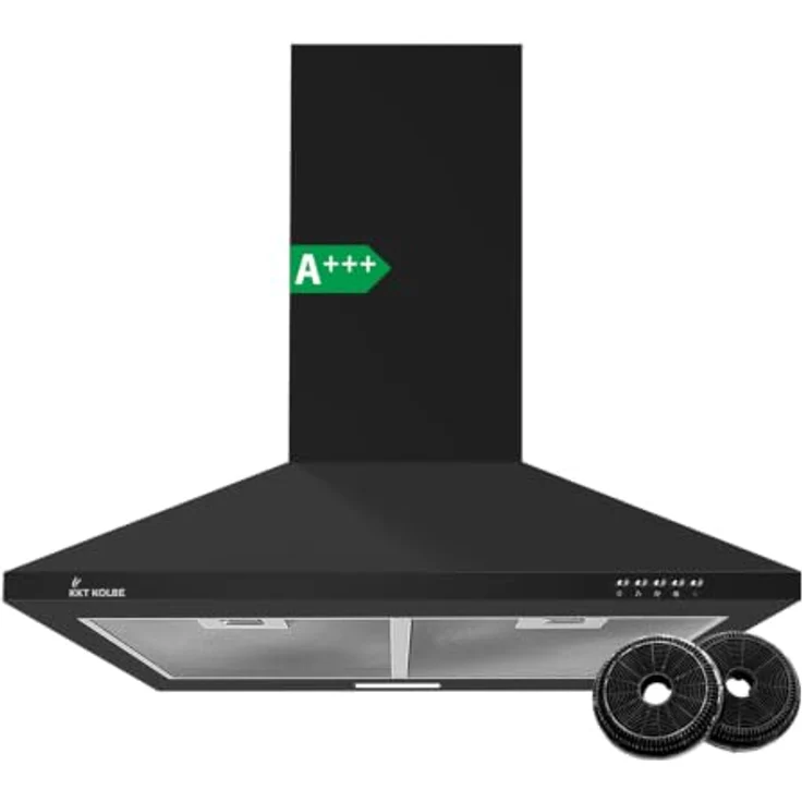 KKT KOLBE Dunstabzugshaube PLUS350S, 60 cm Wandhaube in Schwarz, leise, Umluft/Abluft, 3 Leistungsstufen, LED-Beleuchtung, inkl. Kohlefilter – Bild 1