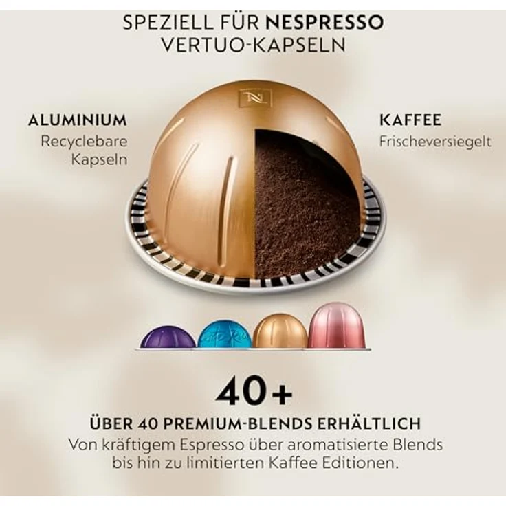 NESPRESSO Vertuo Up ENV200.GY, Kapselmaschine mit 3 Sek. Aufheizzeit, Centrifusion-Technologie, 40 Sorten in 5 Größen, Coffee Creations-Modus, graue Farbe – Bild 7