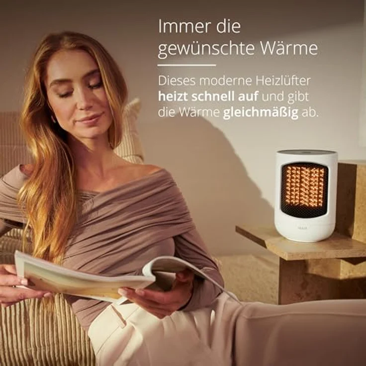 Duux Zone Energiesparender Heizlüfter Leise - Elektrische Heizung mit 1500 Watt, 3 Leistungsstufen, thermostat und 60 Grad horizontaler Schwingung - Weiß – Bild 3