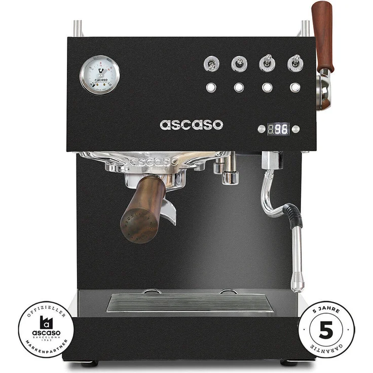Ascaso Steel Duo Plus Schwarz, Espressomaschine mit Joystick-Dampfventil und Competition-Dusche – Bild 1