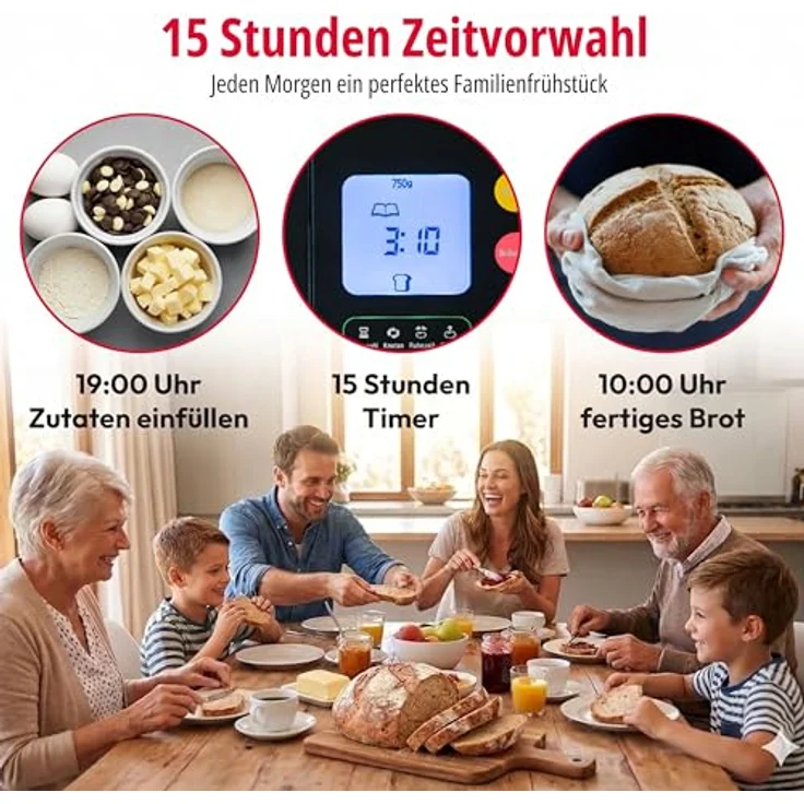 Unold Brotbackautomat BackProfi 68476, 600 W, 18 Programme, integrierter Nussspender, inkl. Rezeptheft – Bild 4