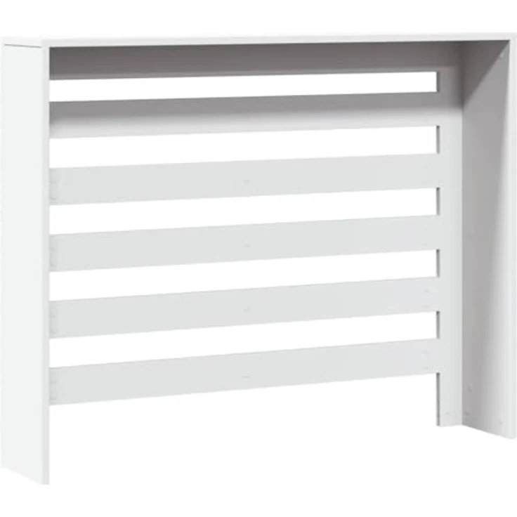 vidaXL Heizkörperverkleidung, Weiß 104x20x82 cm, langlebiger Holzwerkstoff mit modernem Latten-Design und praktischer Ablagefläche – Bild 7