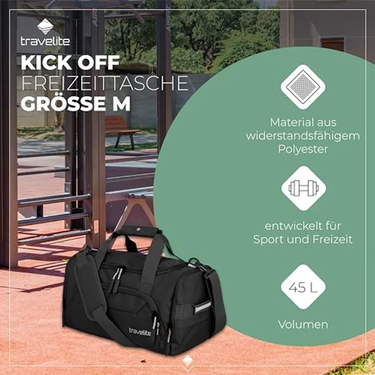 Travelite Kick Off Weekender Reisetasche, 50 cm, schwarz, 100% Polyester – Bild 3