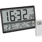 TFA Dostmann Digitale XL Wanduhr, 60.4523.01, mit Außentemperatur und Raumklima, Funkuhr, 24h Anzeige, vollständiges Datum, schwarz, (L) 360 x (B) 235 x (H) 28 (84) mm