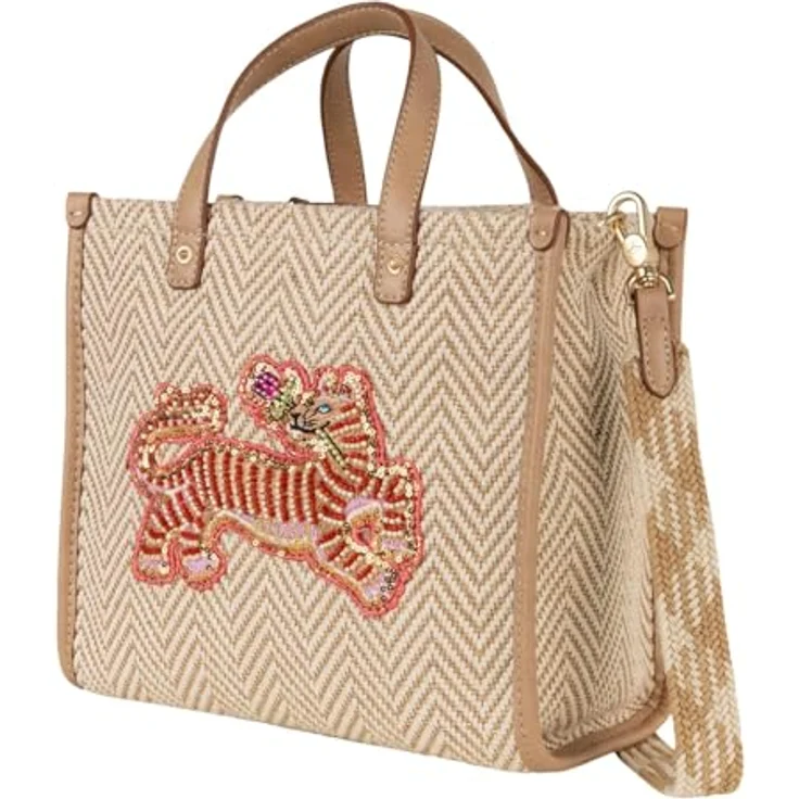 Oilily Zigzag Stripe Shopper Tasche, beige, 100% Bast, 22 cm x 10 cm x 21 cm – Bild 2