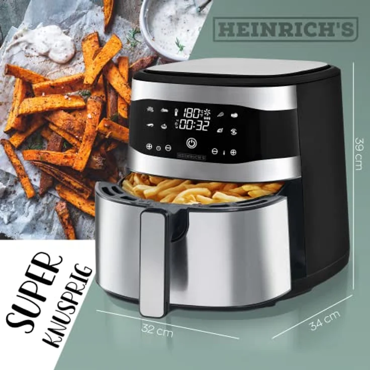 Heinrich´s Heißluftfritteuse HFR 8205, 1800,00 W, Air fryer, Fritteuse, Luftfritteuse, Touch-Display, 8 Programme – Bild 3